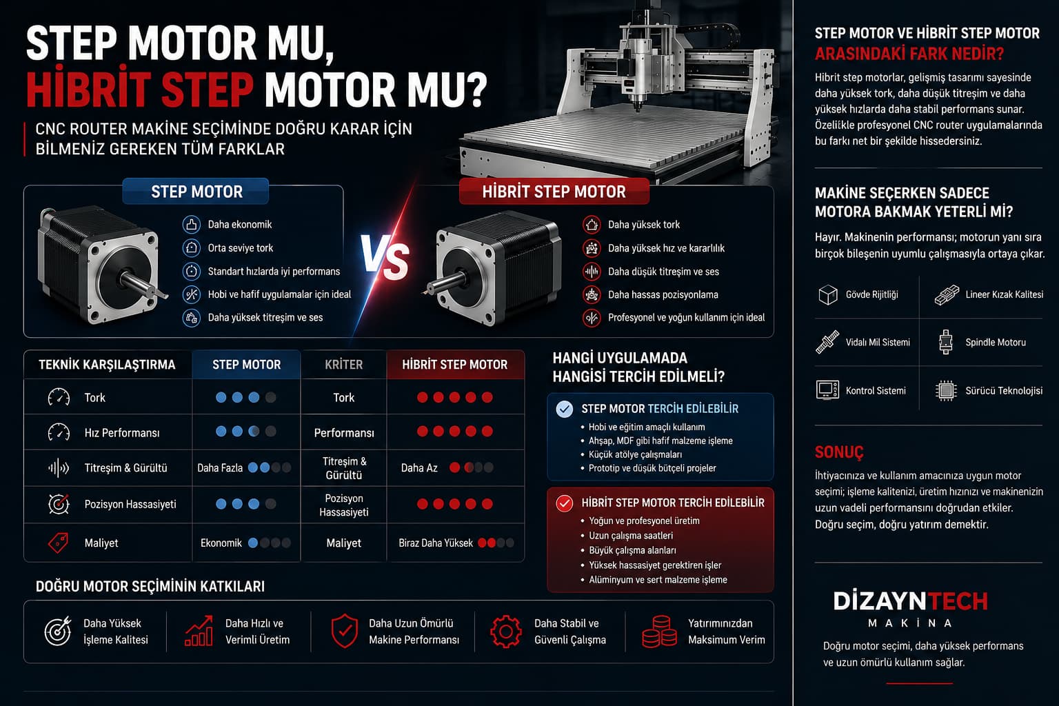 Step Motor ve Hibrit Step Motor Arasındaki Farklar