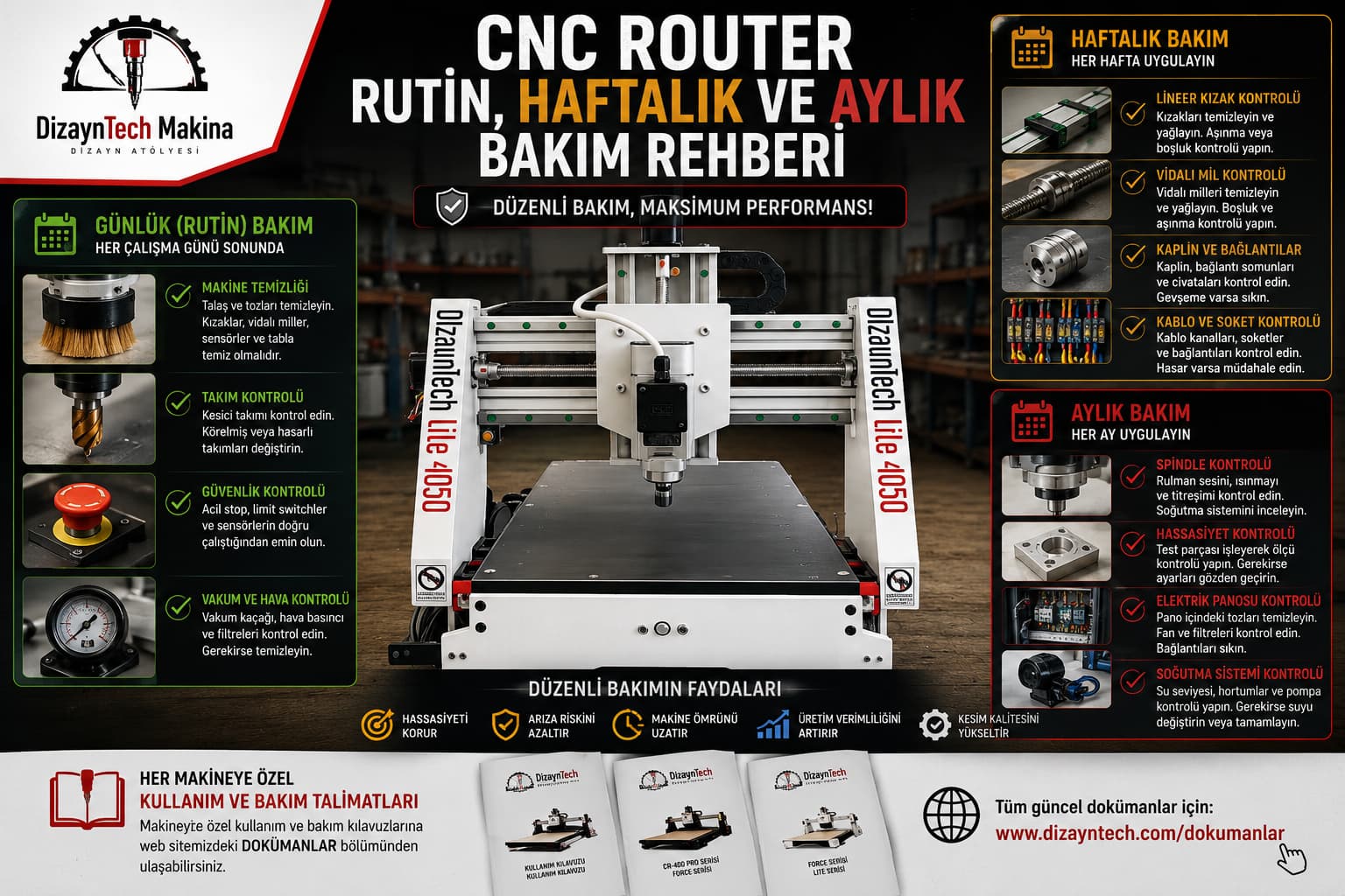 CNC Router Rutin, Haftalık ve Aylık Bakım Rehberi